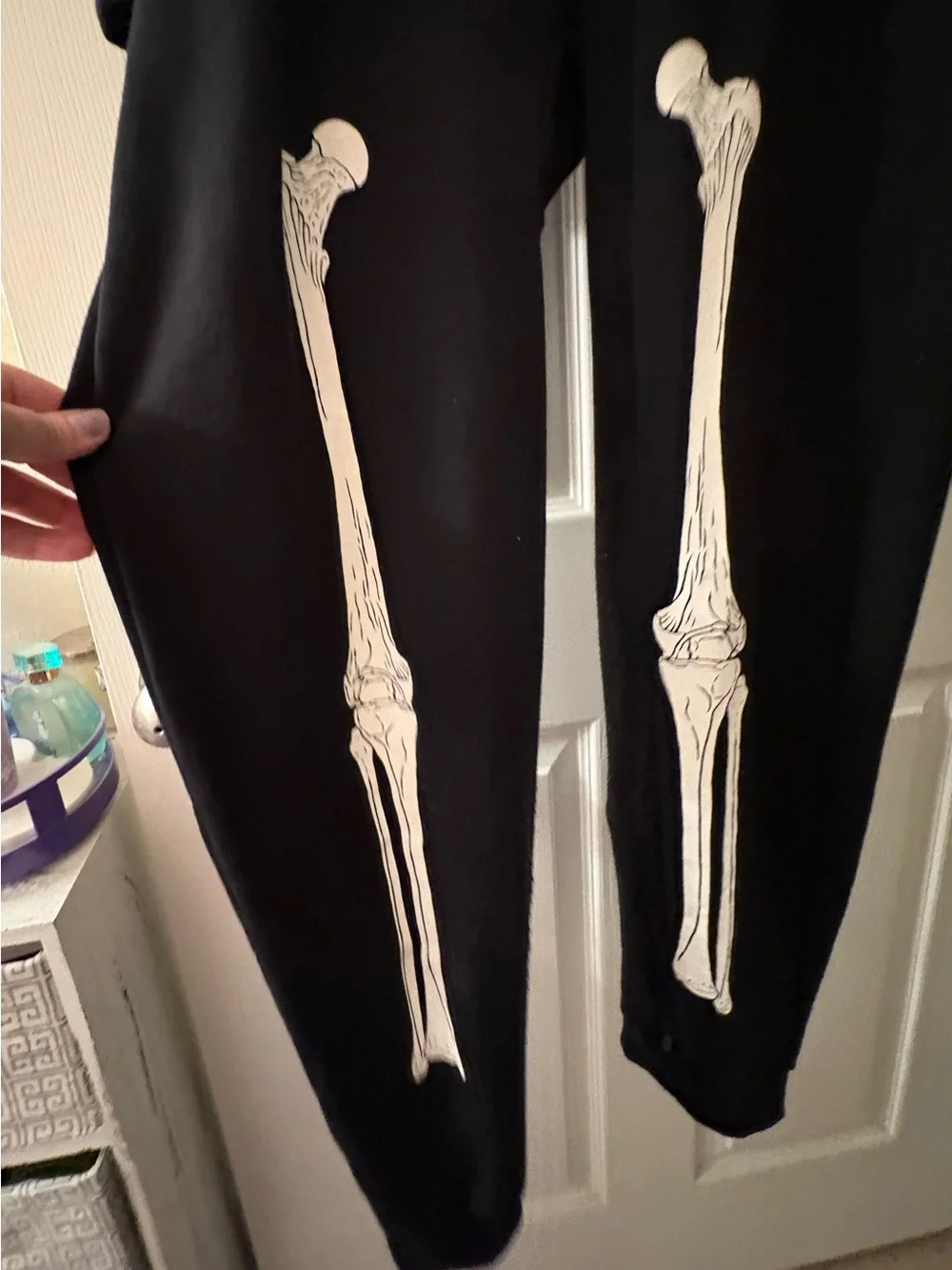 Posh Peanut Black Skeleton “Classic Skelly” One-Piece Zip Hooded Bodysuit 10/12Y